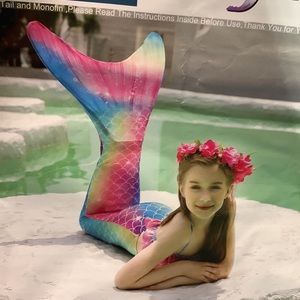 She Pretty Mermaid Tails with Mono Fin Sparkle Mermaid Swimsuit for Kid New